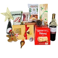 Amaris Hamper - 聖誕禮物籃 F : 意大利聖誕蛋糕 + Godiva 朱古力 + 紅酒 (免費派送) / HAMPER F : Christmas Cake Italian Panettone + Godiva Chocolate and Red Wine (Delivery Included)