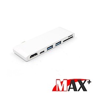 MAX+蘋果電腦擴充六合一Type-c轉HDMI/USB3.0/讀卡機/PD快充