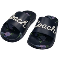 COACH 草寫LOGO 印花 PVC防水拖鞋 -深藍色-女