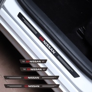 4Pcs Car Threshold Door Sill Protector Carbon Fiber Stickers For Nissan Terra Almera Navara Sentra livina Accessories