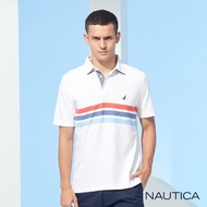Nautica 男裝繽紛條紋短袖POLO衫-白