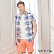 【NAUTICA】多彩格紋短袖襯衫(藍綠格)
