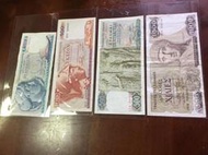 希臘1954-1988舊鈔50、100、500、1000元(4張合拍)