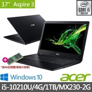【無痛升級8G】Acer 最新10代 A317-51G-56PJ 17.3吋獨顯高效筆電-黑(i5-10210U/4G/1TB/MX230-2G/W10)