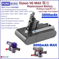 旺角實店銷售 台灣 PureBurg 淨博 吸塵機替換電池3000mAh (Dyson適用 V6 DC58 DC61 DC62 DC72 SV07 SV08 SV09
