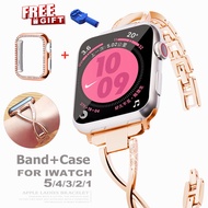 สาย + เคสสำหรับ Apple Watch band ผู้หญิง 38mm / 42mm / 40mm / 44mm Diamond I Watch Series สายสแตนเลส 5 4 3 2 1 สร้อยข้อมือ