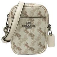 【COACH】滿版馬車LOGO手機小斜背包(米白)