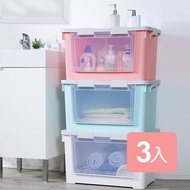 《真心良品》梅莉莎雙開式收納箱附輪70L -3入組