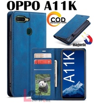 OPPO A11K FLIP PREMIUM DOFF LEATHER CASE MAGNETIC TANPA KANCING- SARUNG BUKU MAGNETIC TANPA KANCING UNTUK HP OPPO A11K