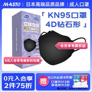 MASTO 日本口罩 一次性口罩KN95口罩钻石形3D立体鱼型30枚 独立包装 细菌过滤效率≥99%防PM2.5防花粉防飞沫