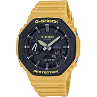 CASIO G-SHOCK 街頭軍事碳纖維計時錶/黃/GA-2110SU-9A