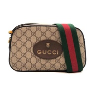 【GUCCI 古馳】虎頭綠紅綠織帶相機斜背包(476466-咖)