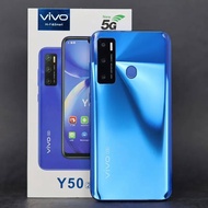 โทรศัพท์ vivo Y50  มือถือราคาถูก 2021 (แรม8 256GB) รับประกัน 1 ปี จอหยดน้ำ 6.4 รองรับ 5G Android 11 แท้ ใช้แอพธนาคารได้ แบต3700mAh-สี:ดำ