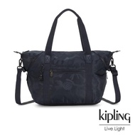 【KIPLING】光澤迷彩沉穩藍手提側背包-ART