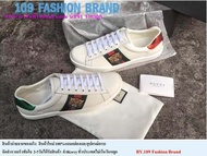 GUCCI Men's Ace Embroidered Tiger Web Sneakers รองเท้าผ้าใบสวยสุดหรู  รองเท้าผ้าใบผู้หญิง  รองเท้าผ้าใบผู้ชาย