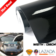 138CM High Glossy Black Sticker Vinyl Wrap Stickers Car Body Sticker Roof Bumper Front Bonnet Sticker Bubble Free Wrapping Car Accessories Exterior Decoration Persona VVT Saga VVT BLM FLX New Myvi Viva Axia Bezza Alza