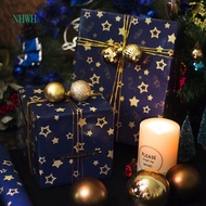 NHWH Christmas Gift Wrapper Paper Dark Blue Printed Gift Wrapping Packaging Paper Xmas Gift Decoration