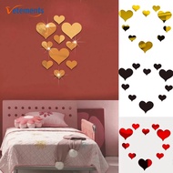 10 Pcs/ Set DIY Combination Love Heart Shape Acrylic Wall Sticker/ Self Adhesive Removable Mirror Surface Wallpaper/ Home 3D Art Decal Decor