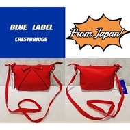 BLUE LABEL *JAPAN* CRESTBRIDGE Solid Nylon Ribbon Sling Bag Red "GENUINE"