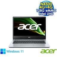 【記憶體升級特仕版】ACER Aspire 1 A114-33-C5BW 銀 (14 HD LED/Intel Celeron N4500/4G+4G DDR4/128G EMMC/WIN 11)