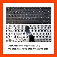 Keyboard Acer Aspire V5-472 Black US คีบอร์ดโน๊ตบุ๊ค แป้นอังกฤษ ฟรีสติกเกอร์ ไทย-อังกฤษ