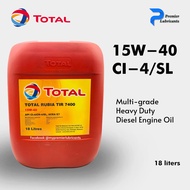 TOTAL RUBIA TIR 7400 15W40 CI4 (18 liters/Pail) - CI4 Diesel Engine Oil 15W40 18L