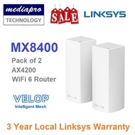 Linksys MX8400 Tri-Band AX4200 VELOP AX Intelligent Mesh Whole Home WiFi 6 System ( 2 Pack of MX4200 ) - Support VELOP MESH - 3 Year Local Linksys Warranty