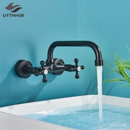 Black Kitchen Faucet Hot And Cold Water MixerFaucets Wall Mounted Tap Vessel Sink Mixer Tap Swivel Spouts Basin Mixer Ta