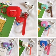 KISSCASE Insเคสหูฟังบลูทูธสไตล์น่ารัก,สำหรับAirPods Pro Appleรุ่นที่3ฝาครอบหูฟังบลูทูธProตัวครอบหูฟังซิลิโคนจี้รูปการ์ตูนปลอกนิ่ม