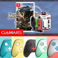 任天堂Switch 魔物獵人 崛起+GAMARS Pro無線連發手把控制器+手把充電座手把-星際黑