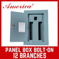 America Panel Box 12 branches Bolt On 2 Pole Circuit Breaker Panel Board Panelboard Box for 15 20 30 40 50 60 70 100 amp amp amps ampere set TQC Bolt-On 2Pole 2P branch holes br not royu nema koten himel ge omni
