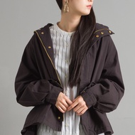 日本 OMNES - 【定番】純棉顯瘦前短後長復古寬鬆連帽外套-黑 (F)
