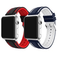 สายนาฬิกาแบบนิ่มลายทางสำหรับApple Watch,สายรัดข้อมือซิลิโคนแนวสปอร์ตสำหรับApple Watch 5 4 Band Series 5 4 1 2 3ขนาด38 42มม.