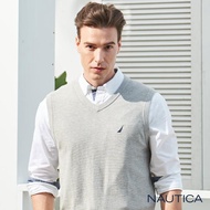 【NAUTICA】經典素色V領針織背心(灰色)