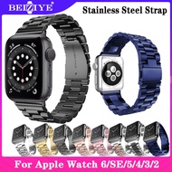 สาย นาฬิกา เข้ากันได้กับ For Apple Watch SE 6 5 4 Band 40mm หรือ 44mm Solid Stainless Steel Band Business Replacement For Apple Watch Series 6 SE 5 4 3 2 1 38mm 42mm Wristbands