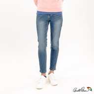 Arnold Palmer -女裝-單色繡花基本款合身牛仔褲-藍色