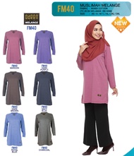 READY STOCK! Baju Tshirt Muslimah Labuh Lengan Panjang Jersi Muslimah Melange Tops Perempuan Wanita Saiz Besar Sopan Selesa Big Plus Size T Shirt Blouse Women Oversize Dress Suit Kapel Set Muslim Wear Long Sleeve ODEEN FM40