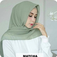 kerudung jiilbab / hijab segi empat bahan bella square polos jahit tepi neci murah premium warna hijau matcha / sage green
