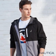 【NAUTICA】撞色防風防潑水連帽外套(黑色)