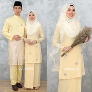 baju kurung moden [size 36-50] Baju Kurung Moden Amra Kuning Lembut Soft Yellow - Set couple Sedondon Nikah Pengantin Sa