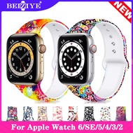 สาย ซิลิโคน Strap for Apple Watch 6 5 SE Band 44mm/40mm i Watch 3 2 1 Wristband 38mm 42mm Sport Silicone bracelet watchband for apple watch series 6 5 4 3 2 SE Printed Silicone Strap
