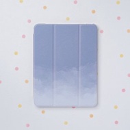 含贈品 | iPad 霧面軟底軟邊氣囊保護殼【渲染藍灰色】左側筆槽款
