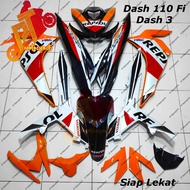 Honda Dash 110 Fi Dash 3 Cover Set Respol Orange White D.Blue with sticker OEM