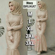 MODEST FASHION Gamis Syari Pesta duyung full brukat tulang mix tile ada JUMBO M XL XXL XXXL seragam baju Syarie dress gaun pesta mermaid kondangan modern brokat remaja muslimah muslim wanita jumbo big large size 3 XL L lebaran terbaru 2021