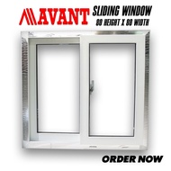 【Ready Stock】■✵Avant PVC Sliding Window With Glass And Screen Installed 80x80 100% High Quality PVC
