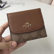 Coach F87589 หนังแท้กระเป๋าสตางค์ กระเป๋าเงินบัตร กระเป๋าสตางค์ใบสั้น พับเก็บได้ ของแท้ coach กระเป๋าสตางค์