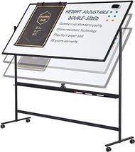 Large Mobile Rolling Magnetic Whiteboard - Adjust 360° 72 x 36 Inches Double Sided Dry Erase Board with Stand, Portable White Board Easel on Wheels for Office, Home &amp; Classroom
