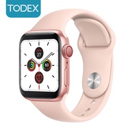 TODEX T500สมาร์ทวอช45มม.,นาฬิกาอัจฉริยะหน้าจอสัมผัสแบบบลูทูธเต็มจออ่านข้อความเครื่องเล่นเพลงสายรัดข้อมือสำหรับเล่นกีฬากันน้ำPK Apple Watch Series 5สำหรับIos/android
