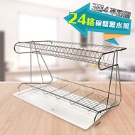 304不鏽鋼24格碗盤瀝水架