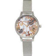 OLIVIA BURTON 手錶 OB16CS16 復古色調花朵 銀色金屬網狀錶帶 女錶 30mm